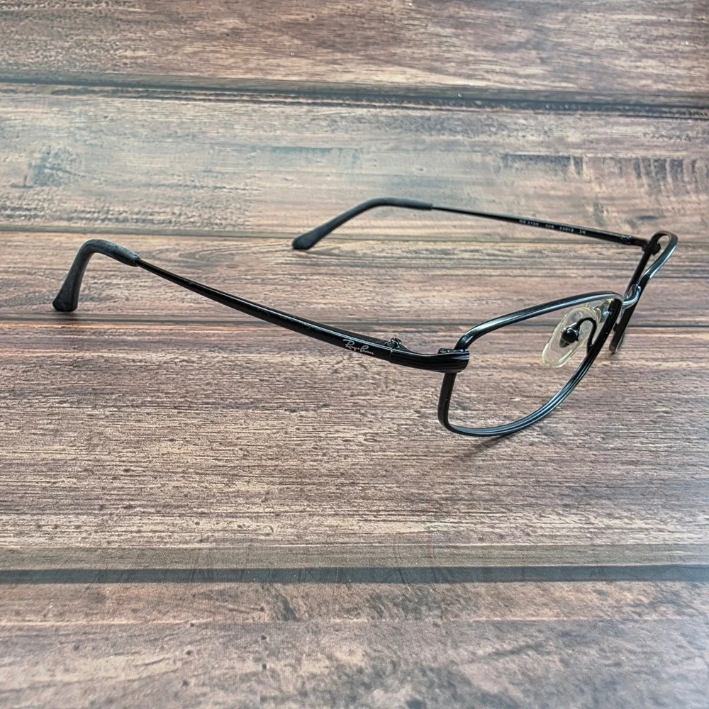 Ray-Ban RB 3198 006 Black Metal Rectangular Eyeglasses Frames 55-18 Italy